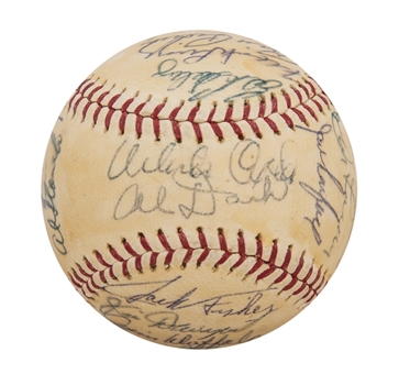 1963 San Francisco Giants Team Signed ONL Giles Baseball With 30 Signatures Including Mays, McCovey, Perry & Marichal (JSA)